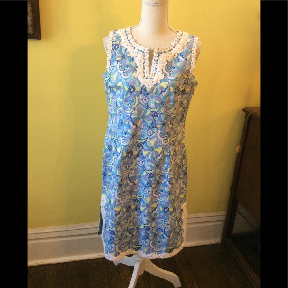 Cute Cotton Sleeveless Spring dress with lace sz 8